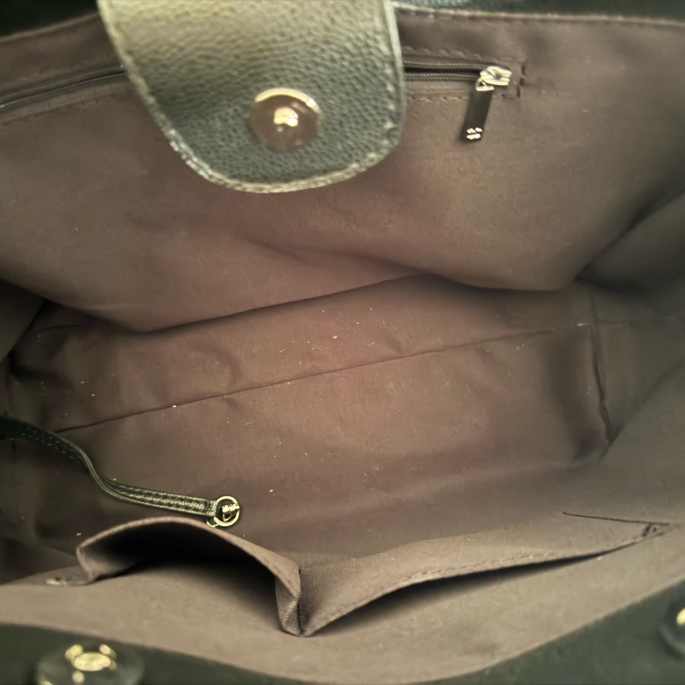 FAUX leather Black Tote with Silver Details - Picture 6 of 10